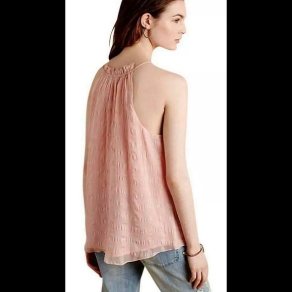 Anthropologie NWT HD in Paris Pink Shadow Pane Silk Tank - Picture 4 of 6